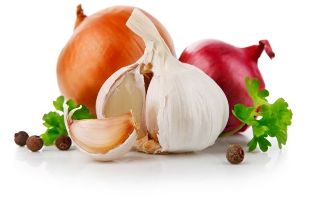 the onion and garlic